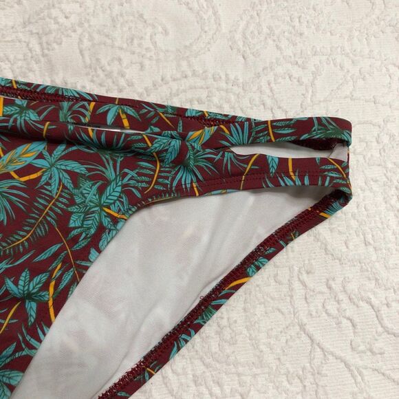 Bikini Bottom Size Medium Out From Under Maroon and Turquoise - Picture 3 of 5